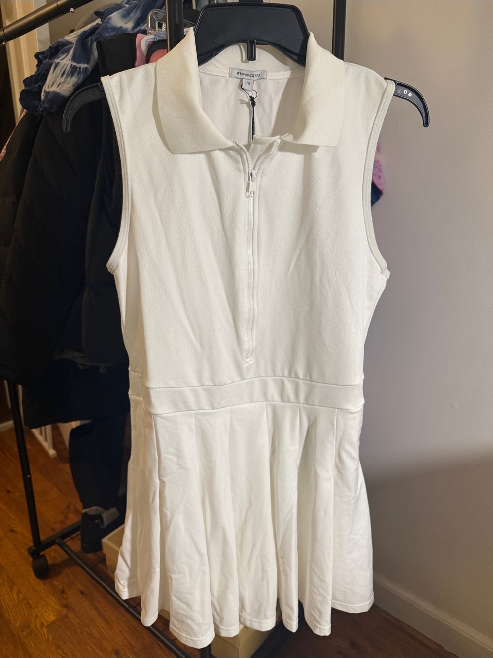 WeWoreWhat White Sleeveless Zip Tennis Dress